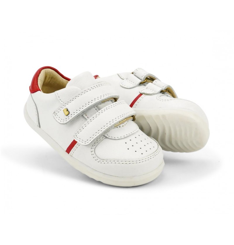 Chaussons Step Up Riley White Red 22 Bobux