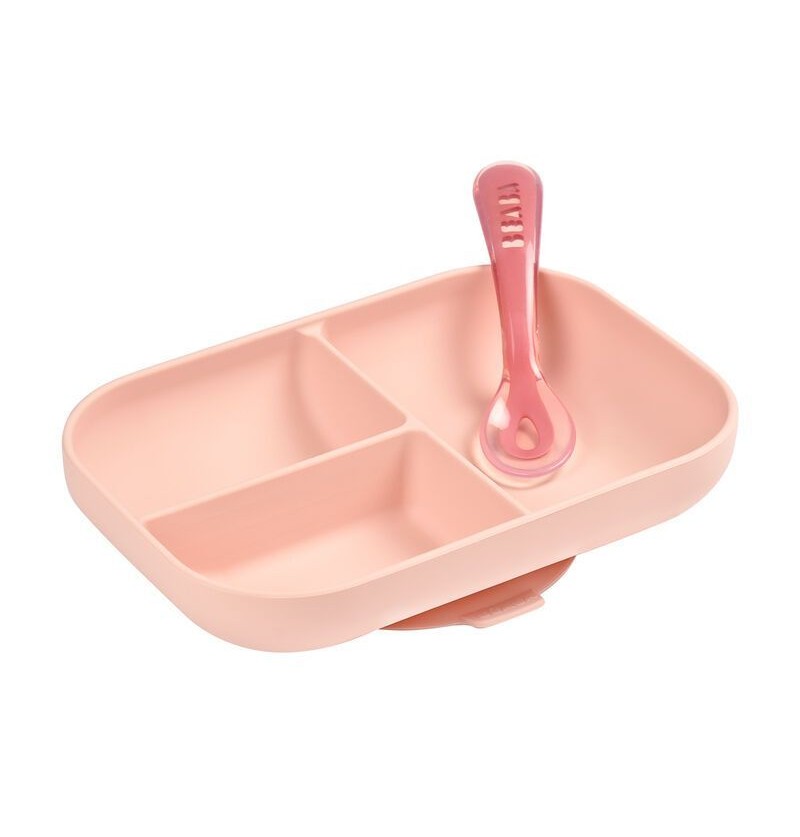Set repas en silicone avec ventouse Pink Beaba